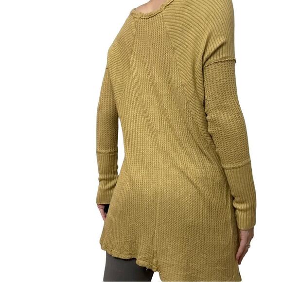 Free People Sweater Shirt Long Sleeve Yellow Boho Fairy Oversized Size Small - Picture 2 of 7